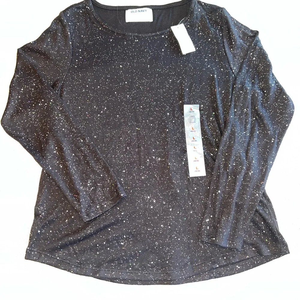 Old Navy Black Sparkle Top | Juniors Size 10-12 | NWT